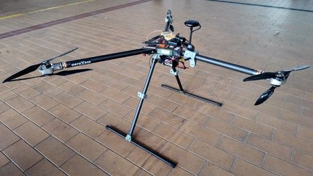 drone Apollo A1 on the ground, a hexacopter with diameter of about 1 Meter